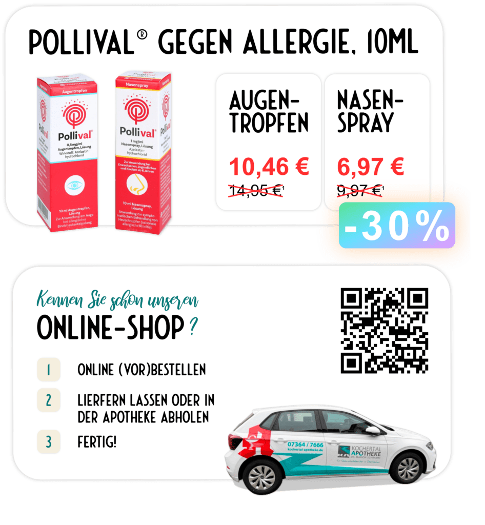 Pollival® Augentropfen und Nasenspray gegen Allergie